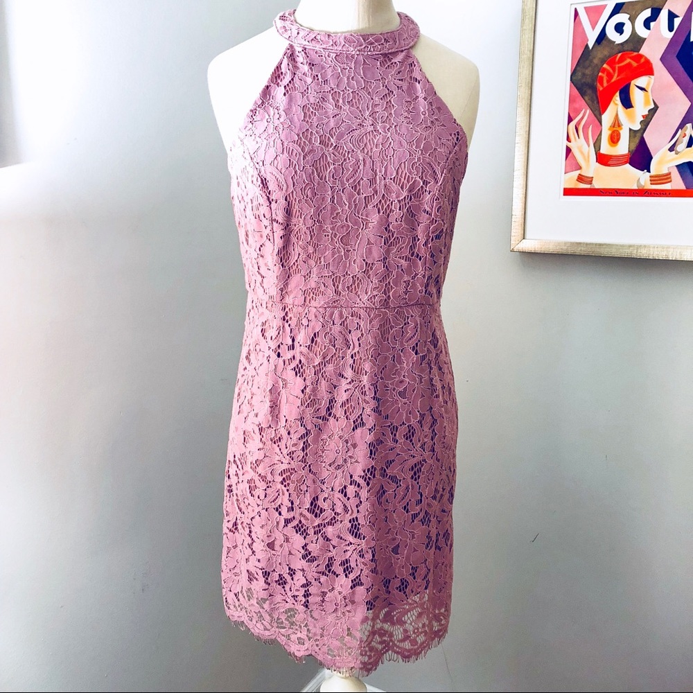 She + Sky Mauve Lace Sleeveless Cocktail Dress